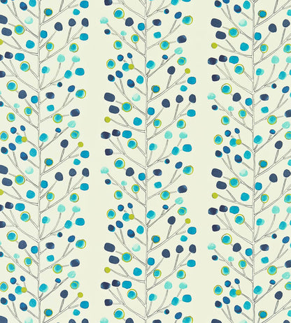 Berry Tree Fabric - Peacock / Powder Blue / Lime / Neutral