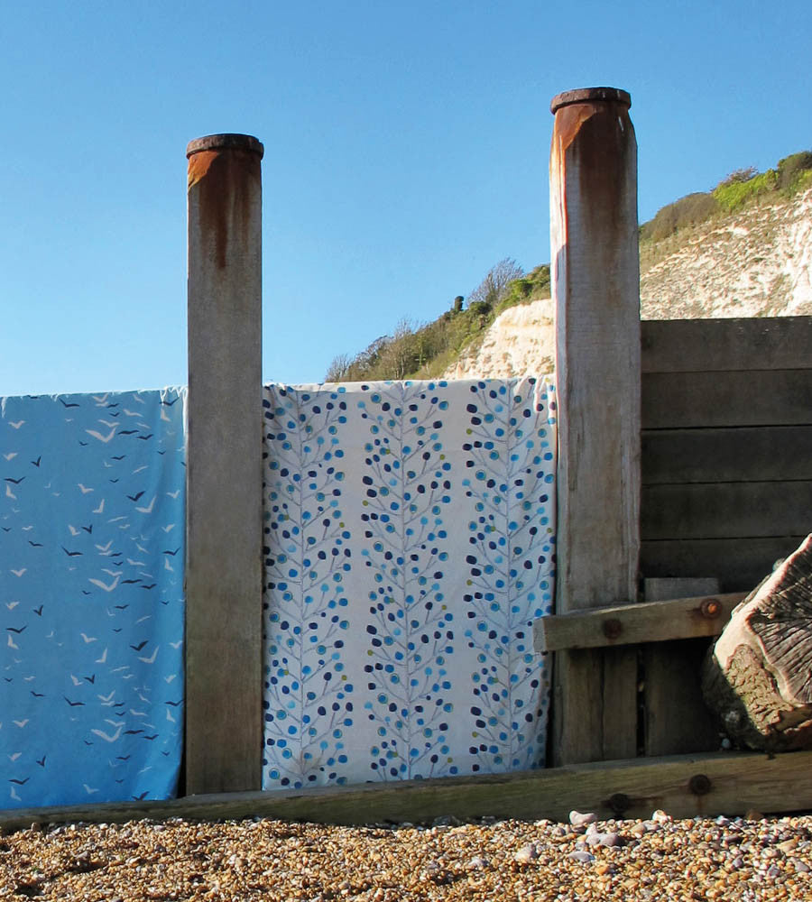 Berry Tree Room Fabric - Peacock / Powder Blue / Lime / Neutral