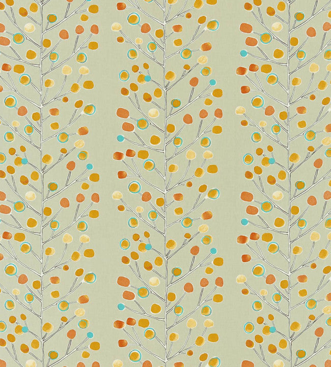 Berry Tree Fabric - Neutral / Tangerine / Powder Blue / Lemon