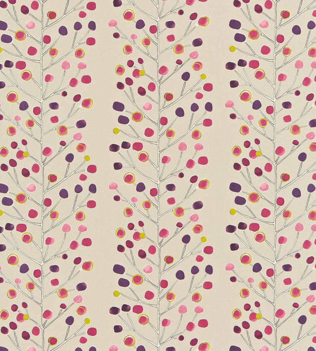 Berry Tree Fabric - Mink / Plum / Berry / Lime