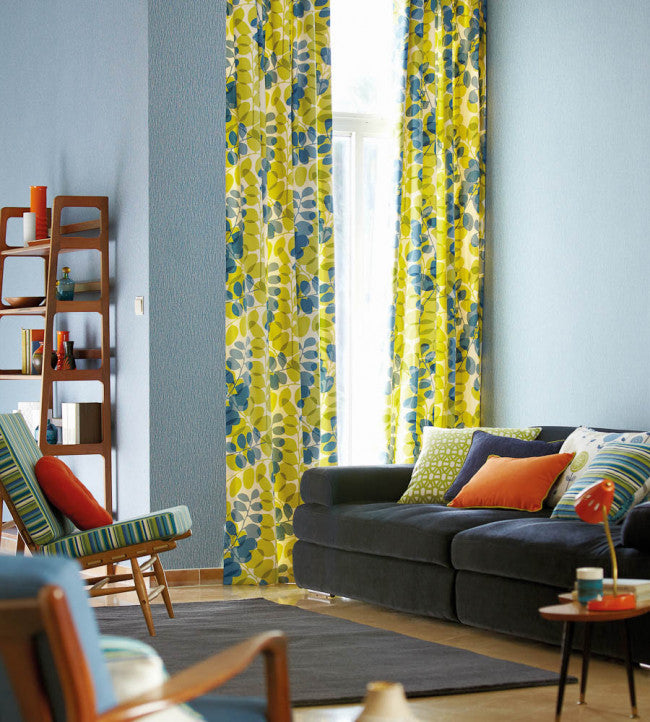 Lunaria Room Fabric - Chalk / Denim / Lime