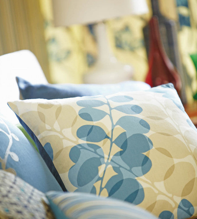 Lunaria Room Fabric - Chalk / Denim / Lime