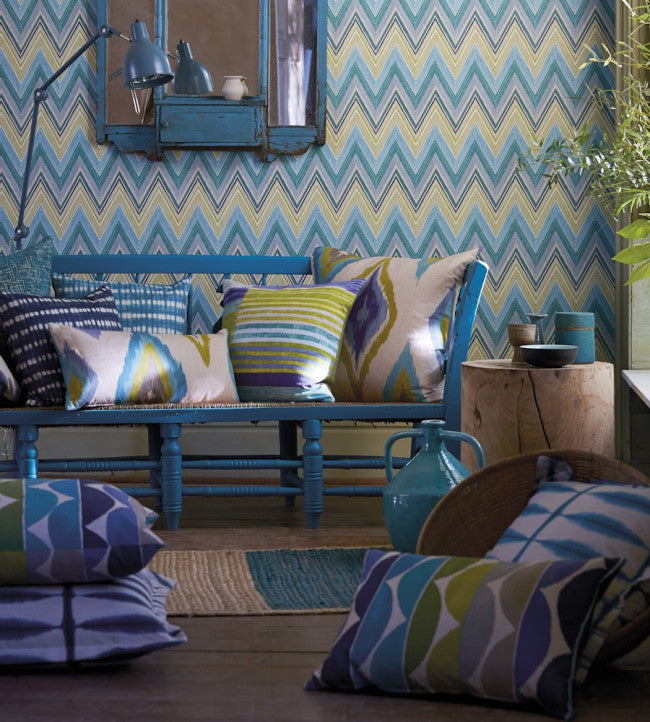 Yoki Room Fabric - Fig / Amber / Indigo