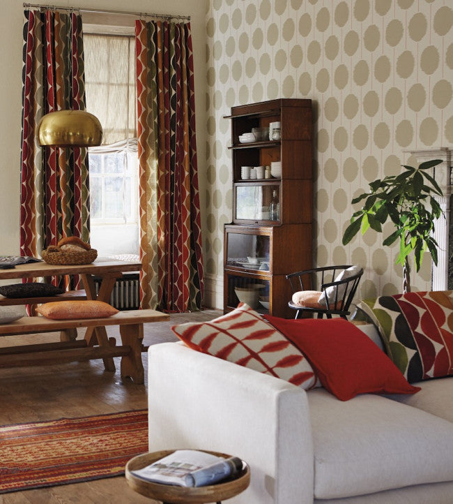 Yoki Room Fabric - Terracotta / Moss / Amber