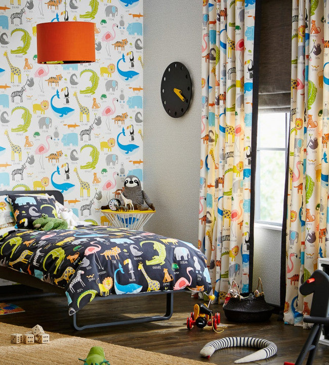 Animal Magic Room Fabric - Tutti Frutti / Chalk