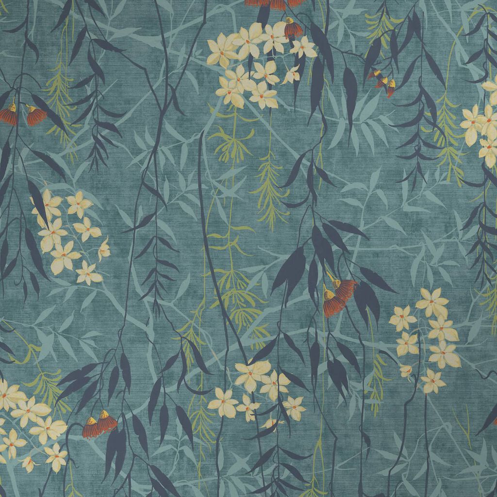120612 - Obassia Silk Wallpaper - Teal - Graham & Brown