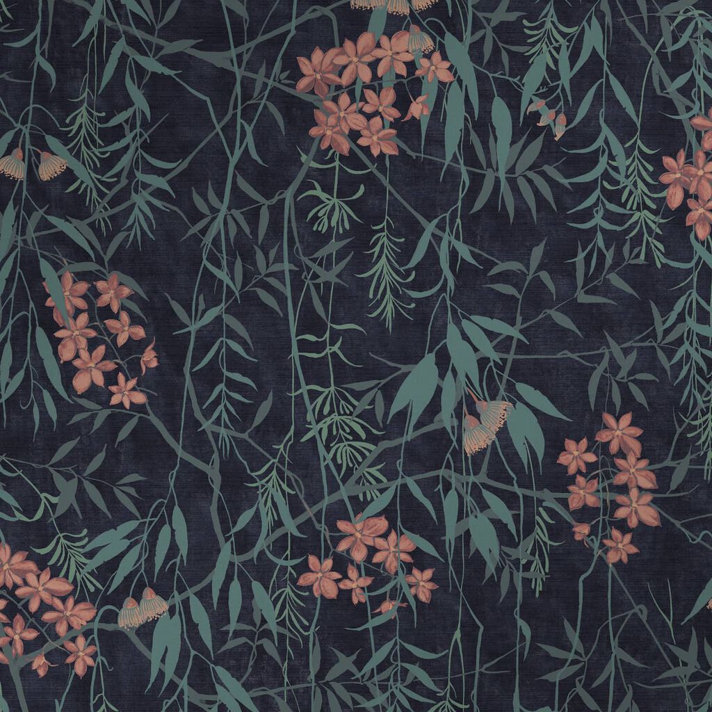 120615 - Obassia Silk Wallpaper - Midnight - Graham & Brown