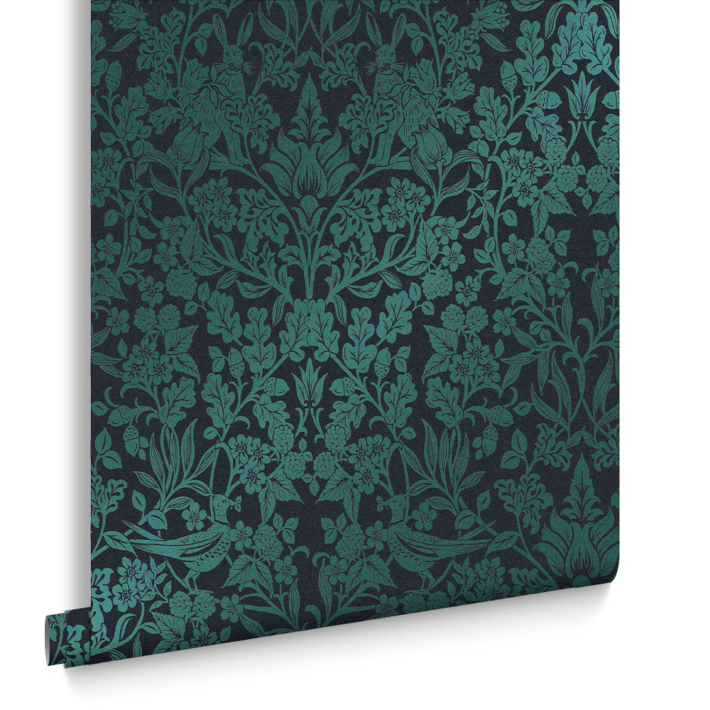 120624 - Hartley Damask Wallpaper - Teal - Graham & Brown