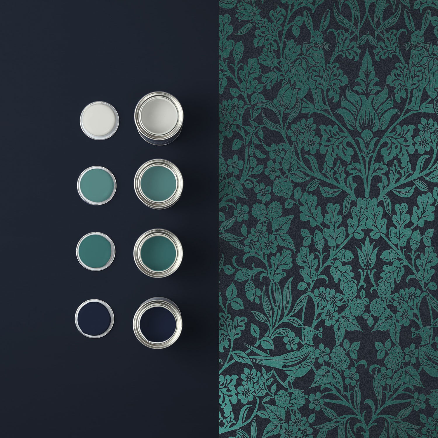 120624 - Hartley Damask Wallpaper - Teal - Graham & Brown