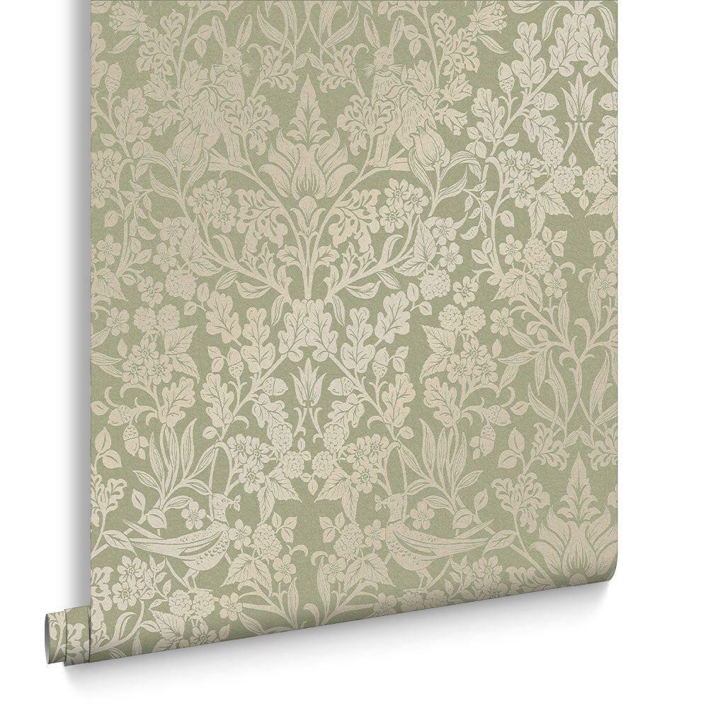 120625 - Hartley Damask Wallpaper - Sage - Graham & Brown