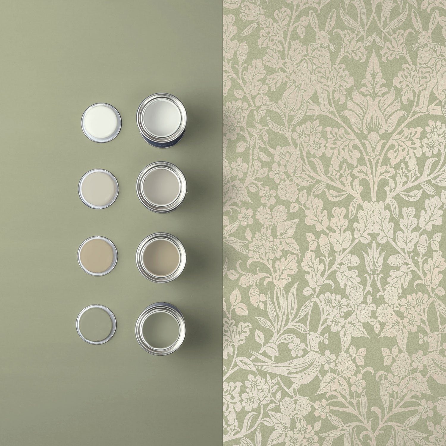 120625 - Hartley Damask Wallpaper - Sage - Graham & Brown