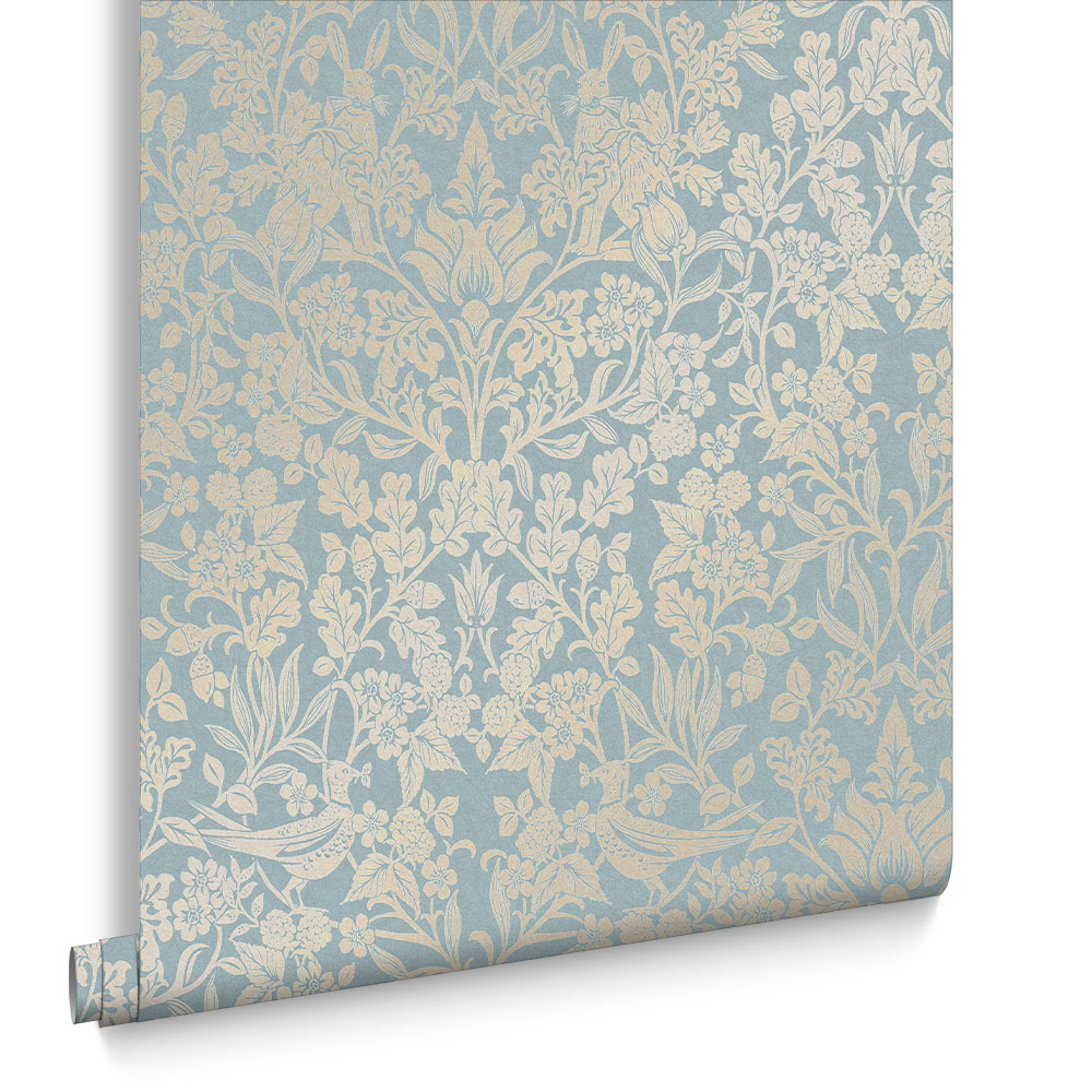 120627 - Hartley Damask Wallpaper - Light Blue - Graham & Brown