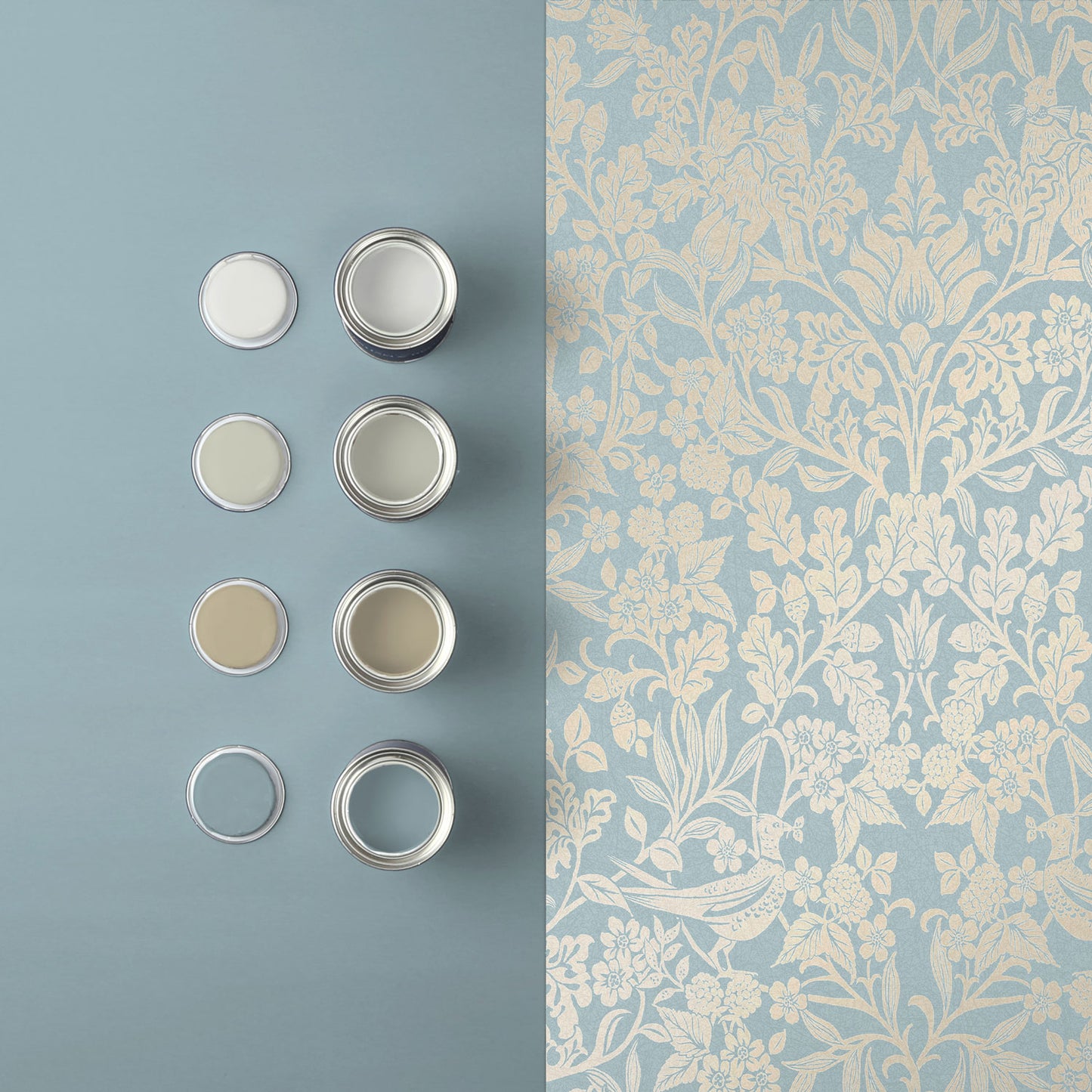 120627 - Hartley Damask Wallpaper - Light Blue - Graham & Brown
