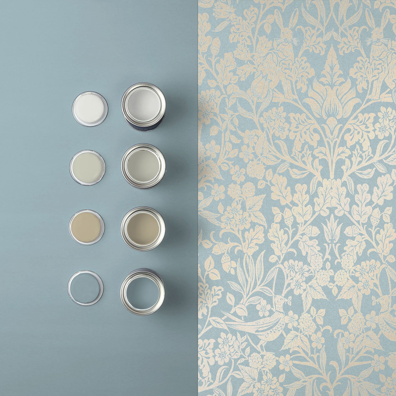 120627 - Hartley Damask Wallpaper - Light Blue - Graham & Brown