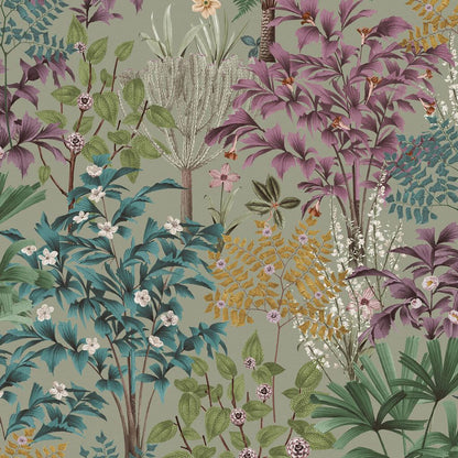 120655 - Jardin Botanico Wallpaper - Sage - Graham & Brown