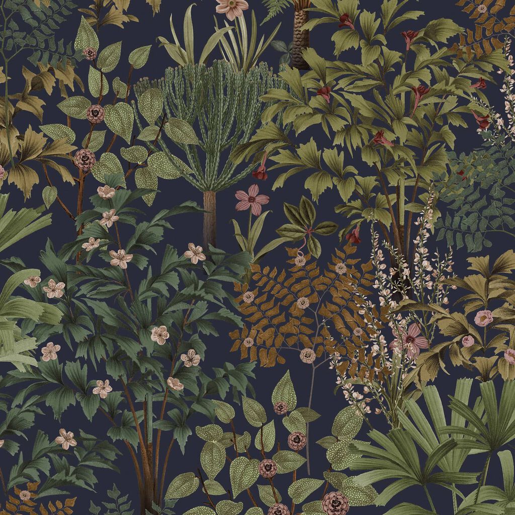 120656 - Jardin Botanico Wallpaper - Navy - Graham & Brown
