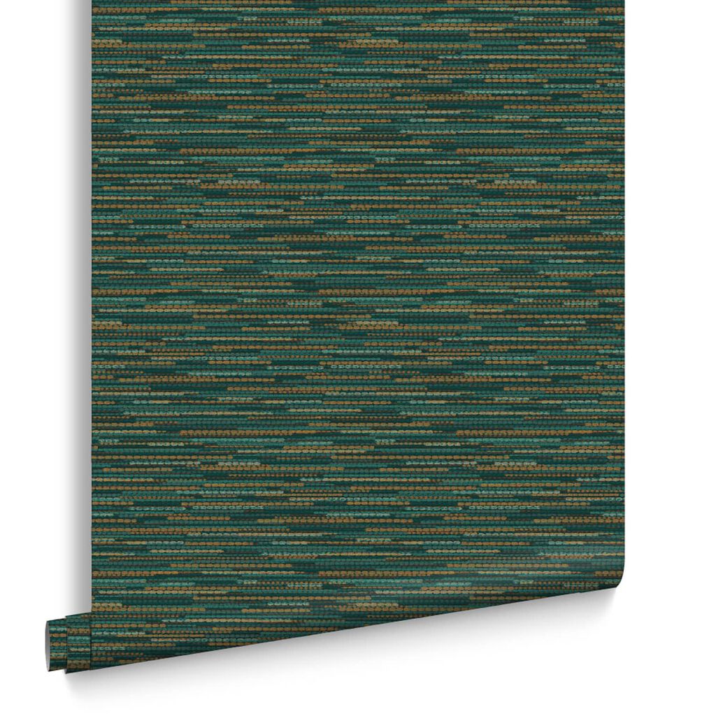 120661 - Empress Grasscloth Wallpaper - Teal - Graham & Brown