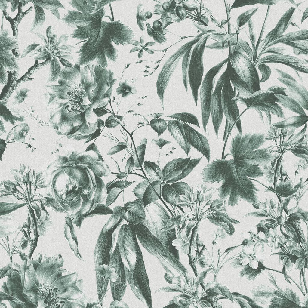 120669 - Arcane Garden Wallpaper - Verdigris - Graham & Brown