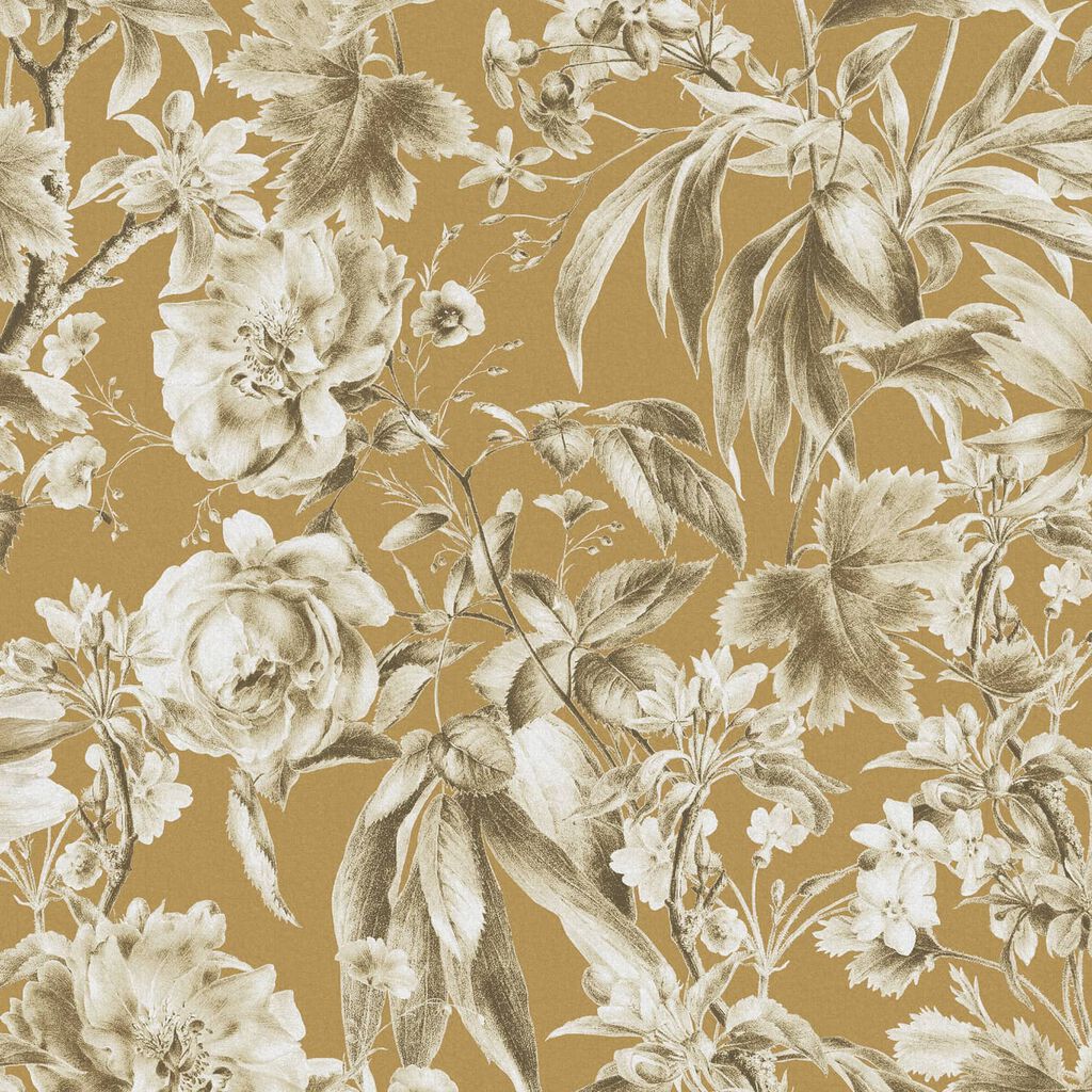 120709 - Arcane Garden Wallpaper - Ochre - Graham & Brown