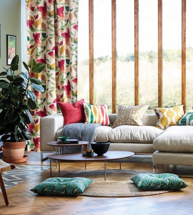 Akira Room Fabric - Berry / Ochre