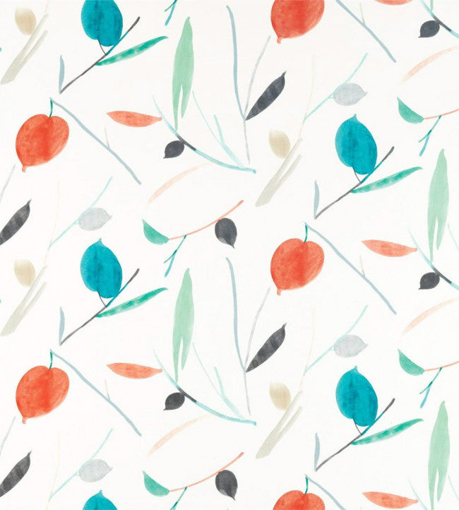 Oxalis Fabric - Pimento / Marine