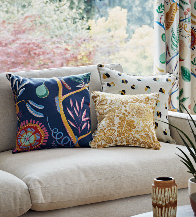 Rumble In The Jungle Room Fabric - Pebble / Chai