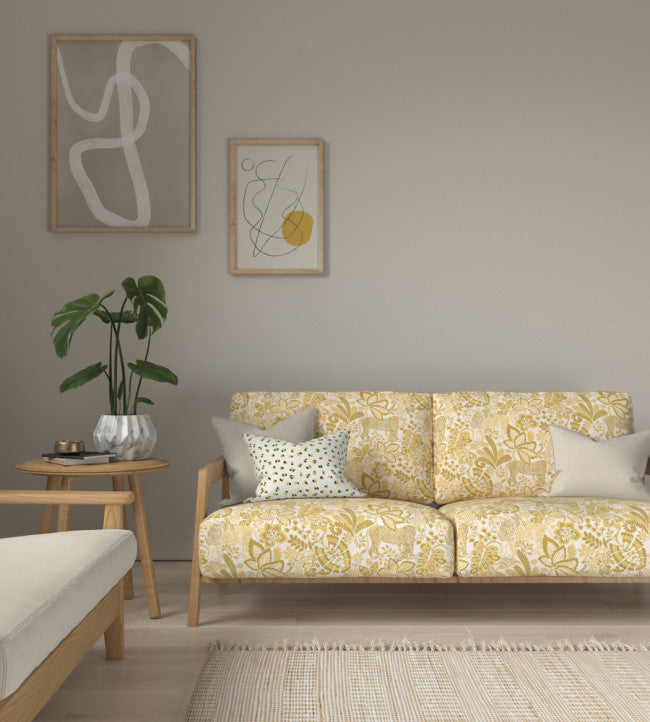 Rumble In The Jungle Room Fabric - Pebble / Chai