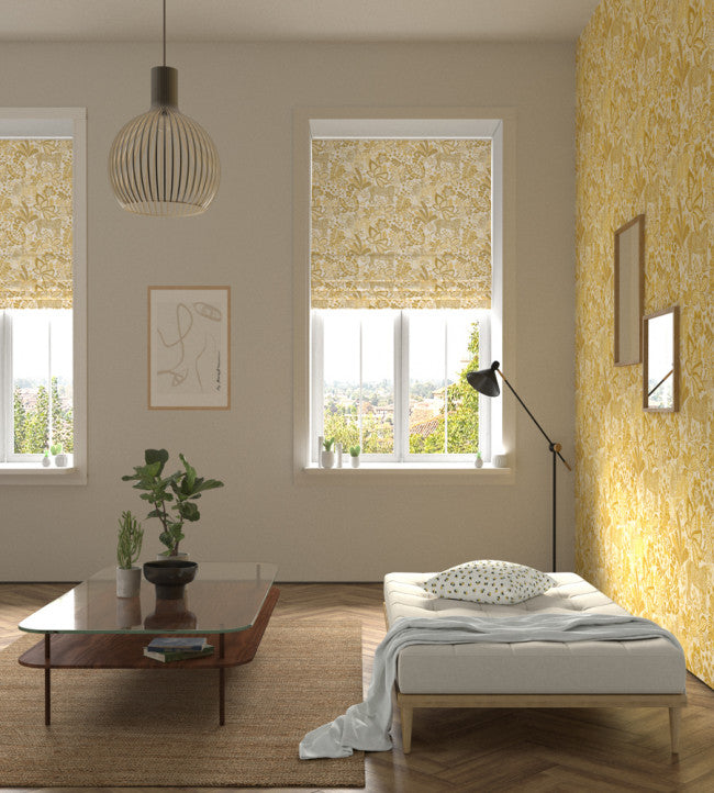 Rumble In The Jungle Room Fabric - Pebble / Chai