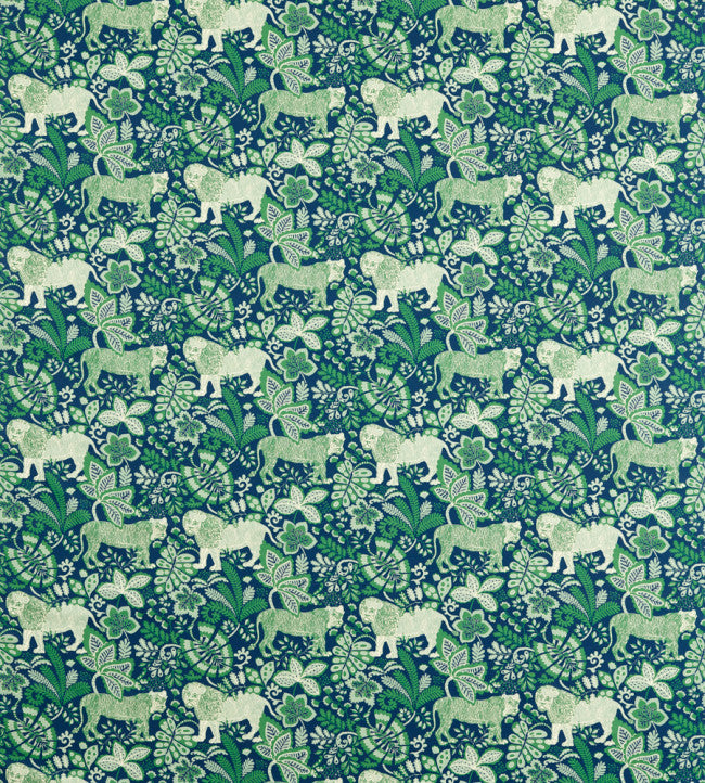 Rumble In The Jungle Fabric - Midnight / Mint Leaf