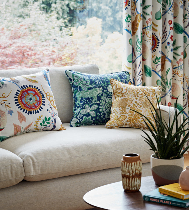 Rumble In The Jungle Room Fabric - Midnight / Mint Leaf