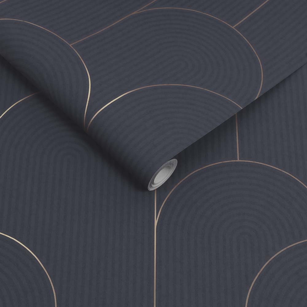 121418 - Lancet Wallpaper - Navy - Graham & Brown