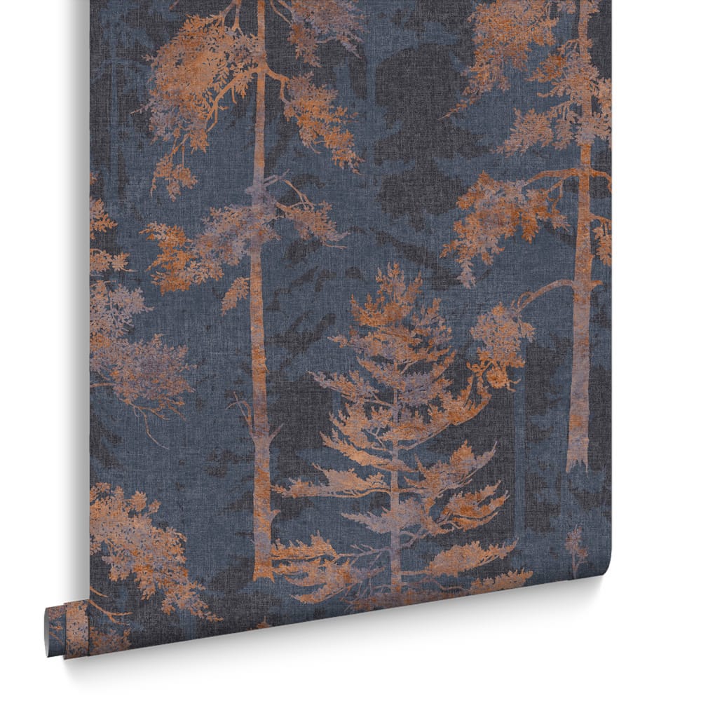 121427 - Norse Forest Wallpaper - Navy Bark - Graham & Brown