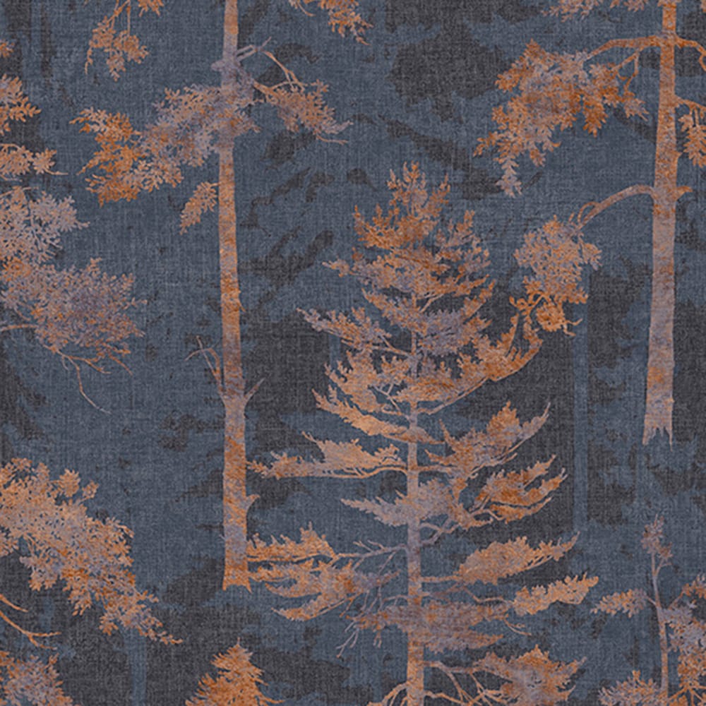 121427 - Norse Forest Wallpaper - Navy Bark - Graham & Brown