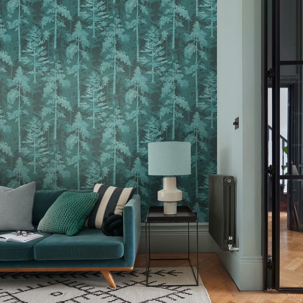 121428 - Norse Forest Wallpaper - Teal - Graham & Brown