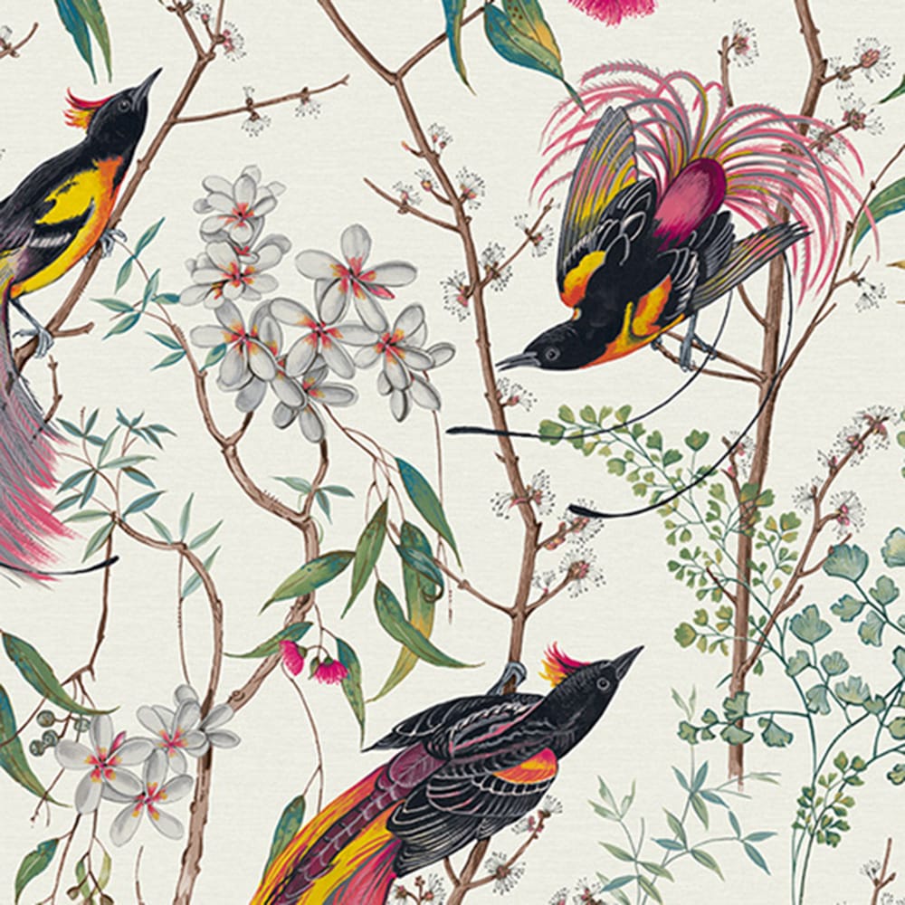 121448 - Clavering Birds Day Wallpaper - Multi - Graham & Brown