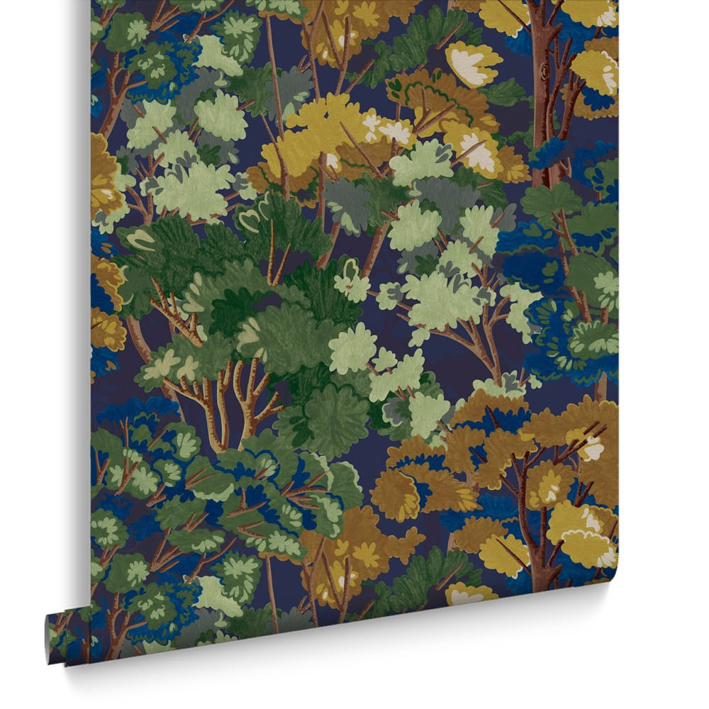 121451 - Folklore Tree Wallpaper - Midnight - Graham & Brown