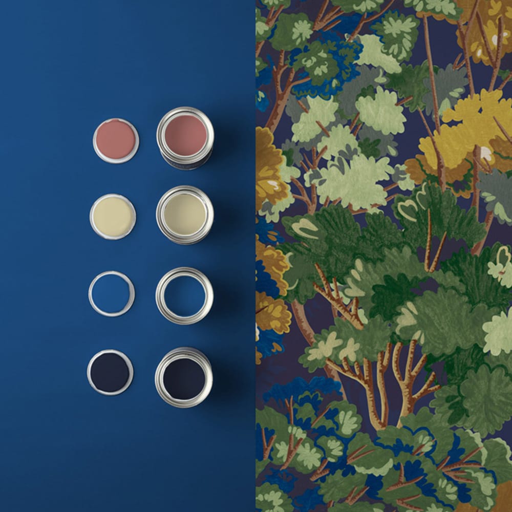 121451 - Folklore Tree Wallpaper - Midnight - Graham & Brown