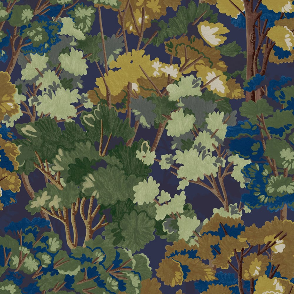 121451 - Folklore Tree Wallpaper - Midnight - Graham & Brown