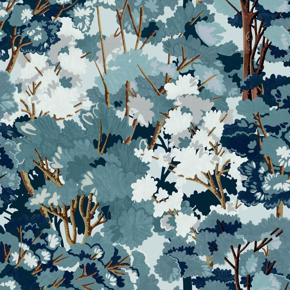 121453 - Folklore Tree Wallpaper - Blue - Graham & Brown