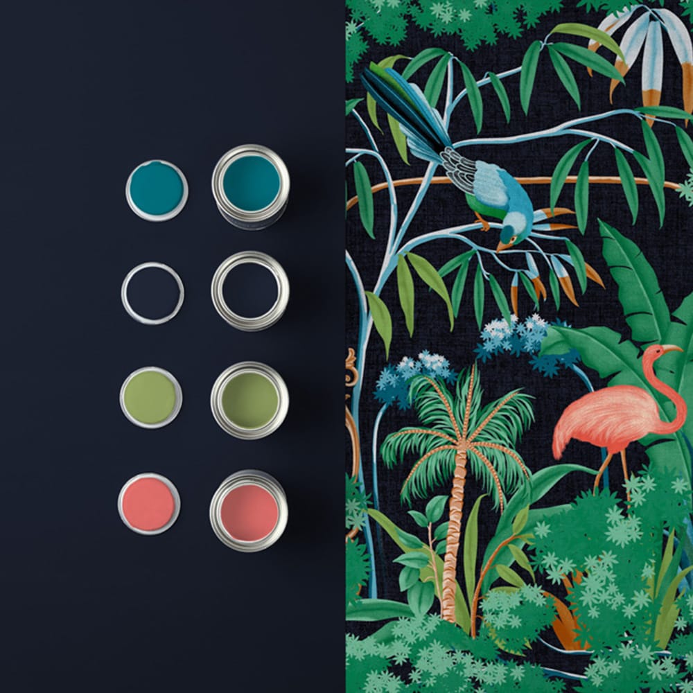 121455 - Curious Canopy Night Wallpaper - Green - Graham & Brown