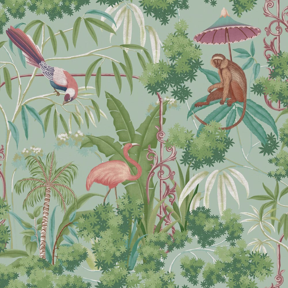 121456 - Curious Canopy Day Wallpaper - Green - Graham & Brown