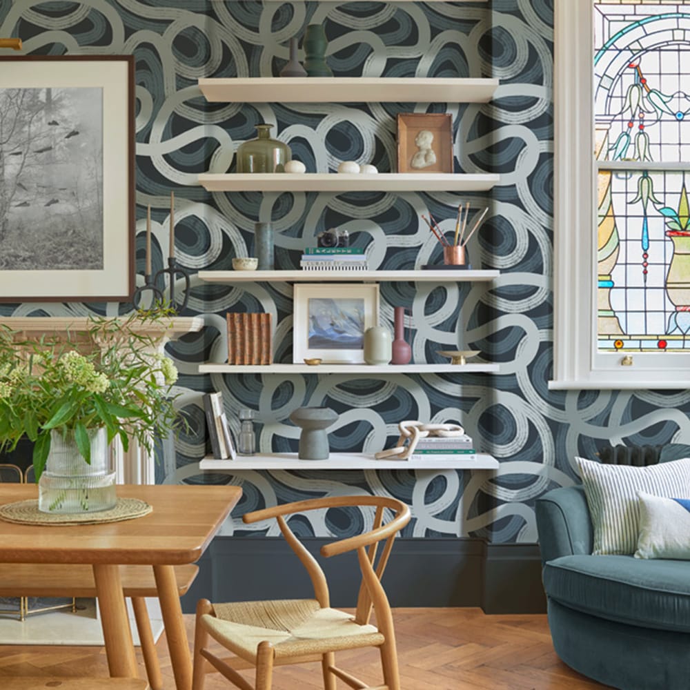 121460 - Ambire Wallpaper - Navy - Graham & Brown