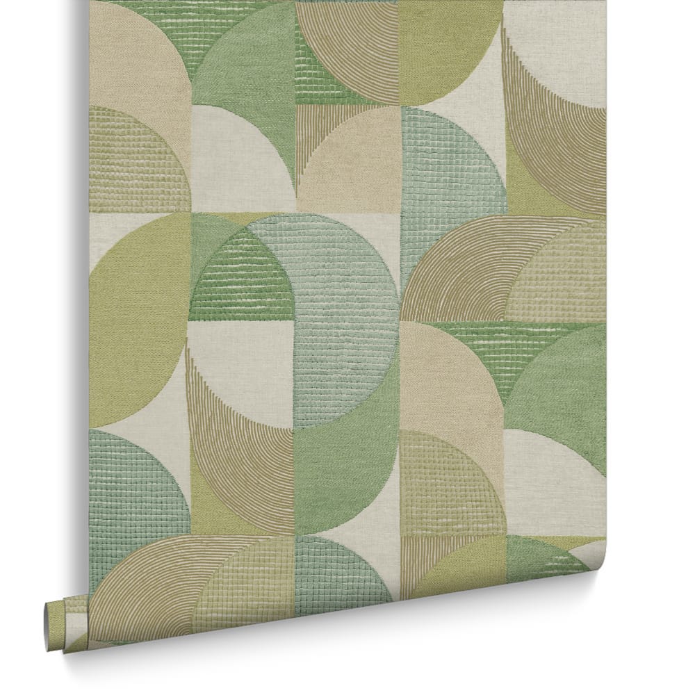 121464 - Stitch Craze Wallpaper - Sage - Graham & Brown