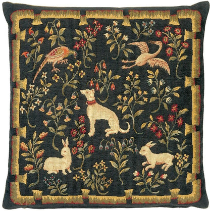 Mille-Fleurs Animals Tapestry Cushion with Feather Filler 