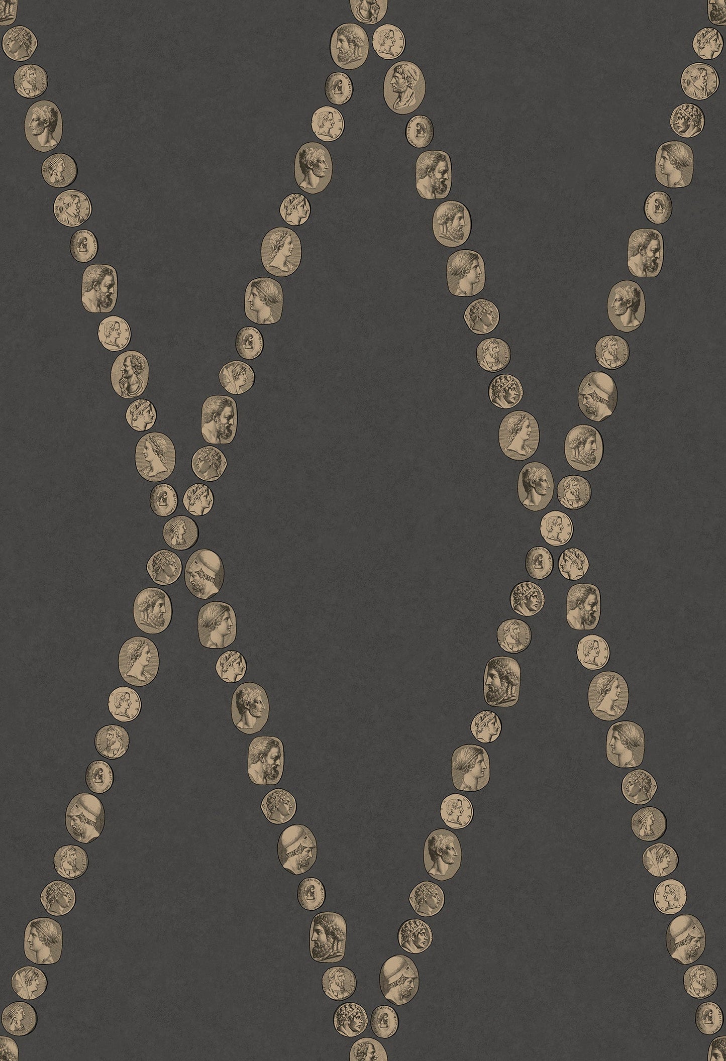 Cammei Wallpaper - Gold on Charcoal - 123/4018