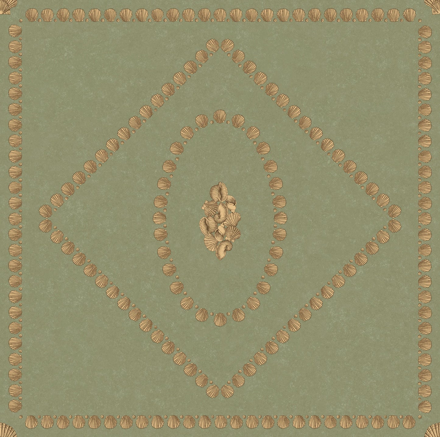 Conchiglie Wallpaper - Antique Gold on Ivy - 123/5026