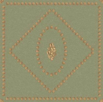 Conchiglie Wallpaper - Antique Gold on Ivy - 123/5026