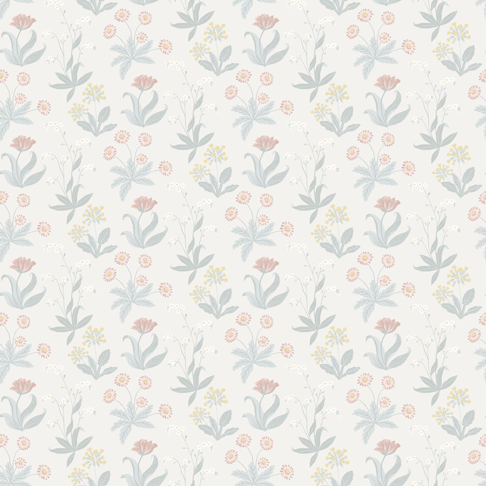 12312 - Fleur Wallpaper - Blue / Light Blue - Midbec