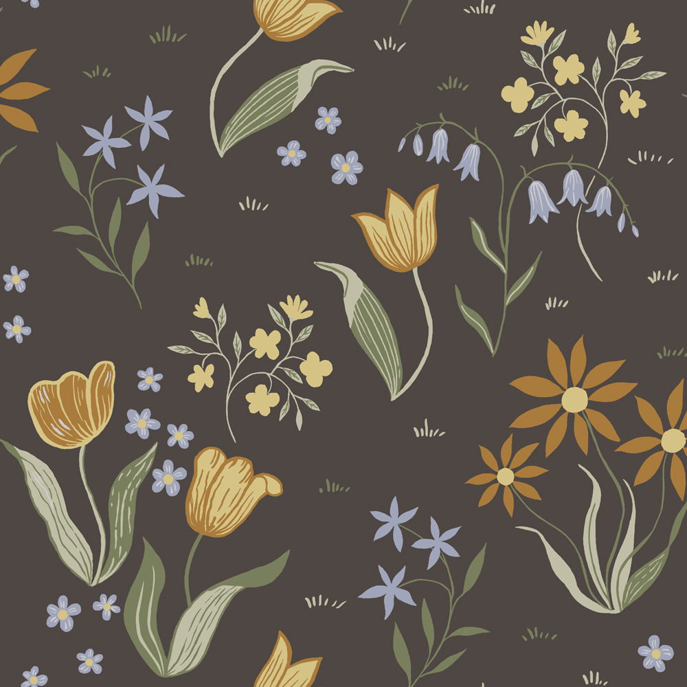 12313 - Tulpandans Wallpaper - Dark Brown/Black - Midbec