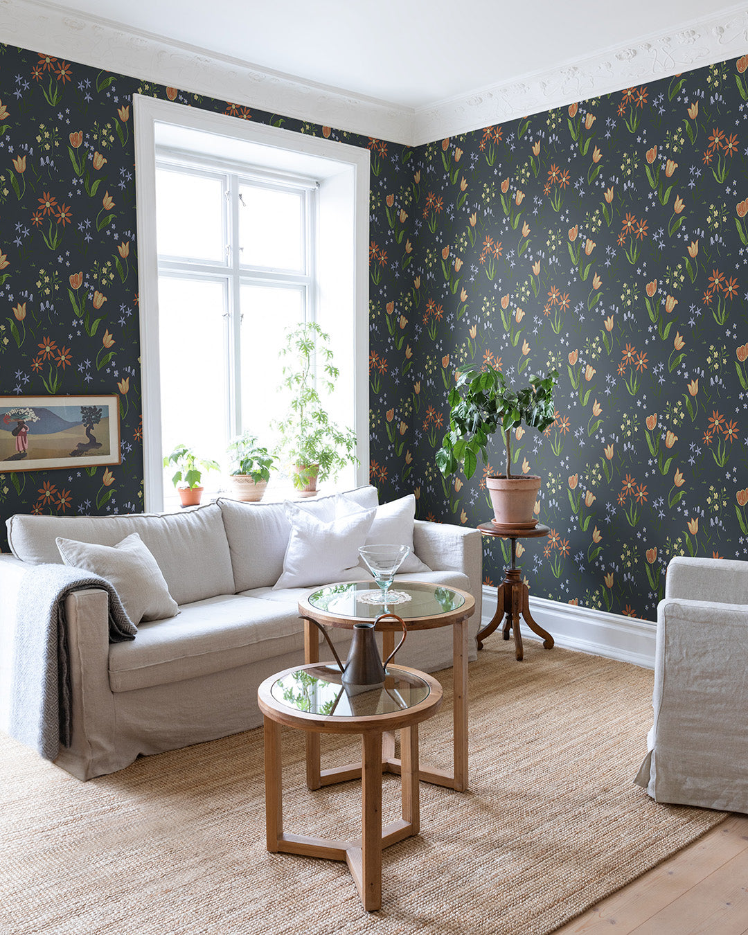 12314 - Tulpandans Wallpaper - Navy Blue - Midbec